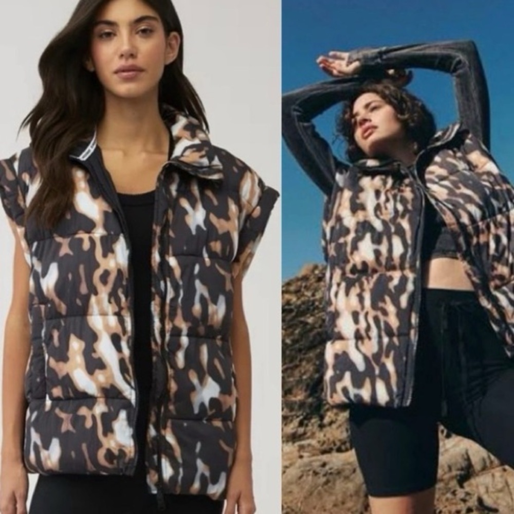 🆕 FREE PEOPLE In A Bubble Vest In Tortoise Shell Combo Size Medium